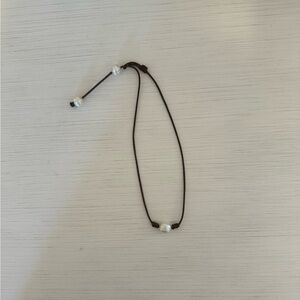 Leather Pearl Choker Necklace